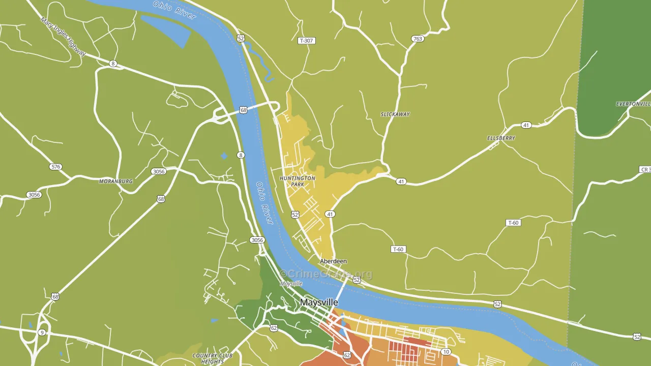 Aberdeen, OH Map of Drug-Related Crime Rates
