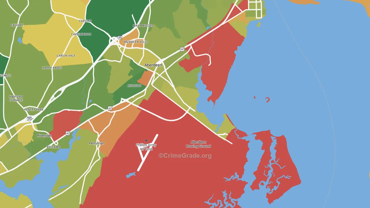 Aberdeen Proving Ground, MD Map of Drug-Related Crime Rates