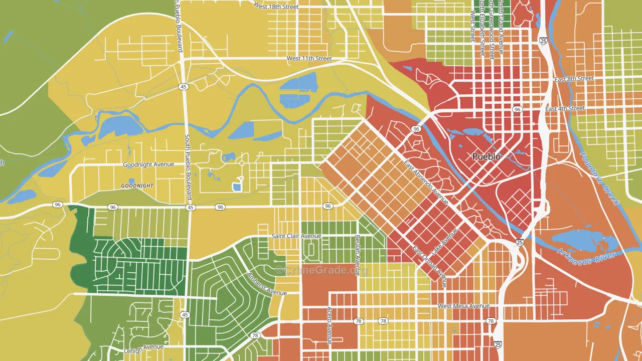 Aberdeen, Pueblo, CO Map of Drug-Related Crime Rates