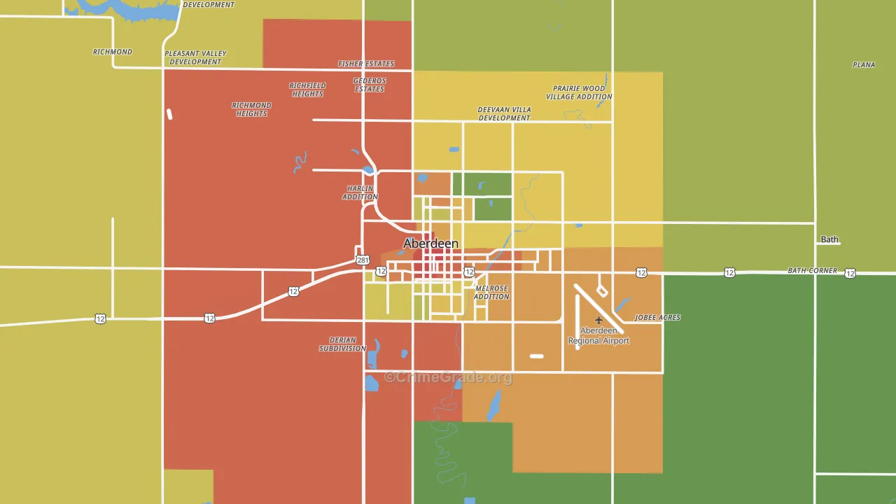 Aberdeen, SD Map of Drug-Related Crime Rates