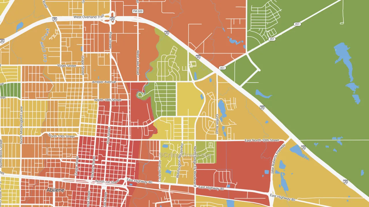 Abilene Heights Area, Abilene, TX Map of Drug-Related Crime Rates