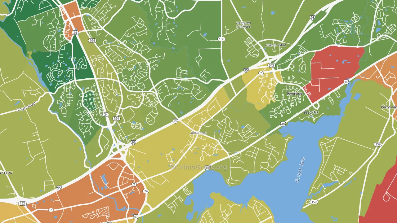 Abingdon, MD Map of Drug-Related Crime Rates