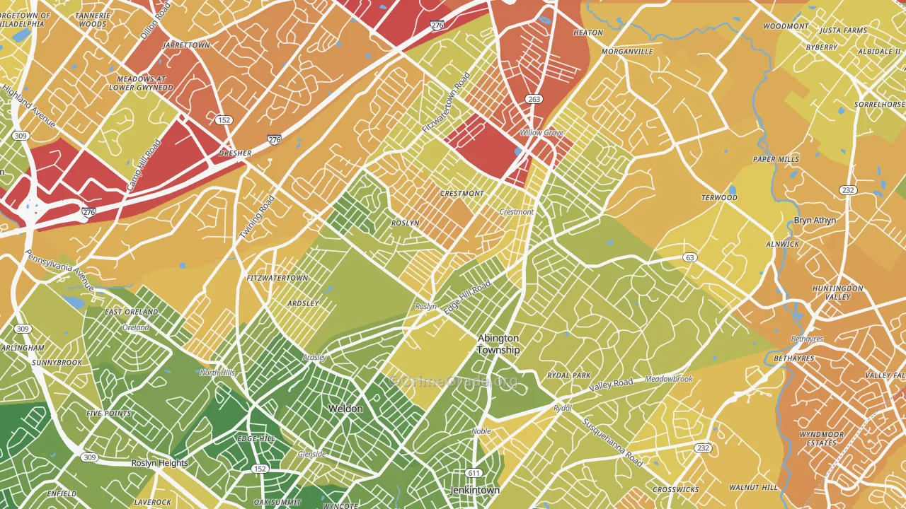 Abington, PA Map of Drug-Related Crime Rates