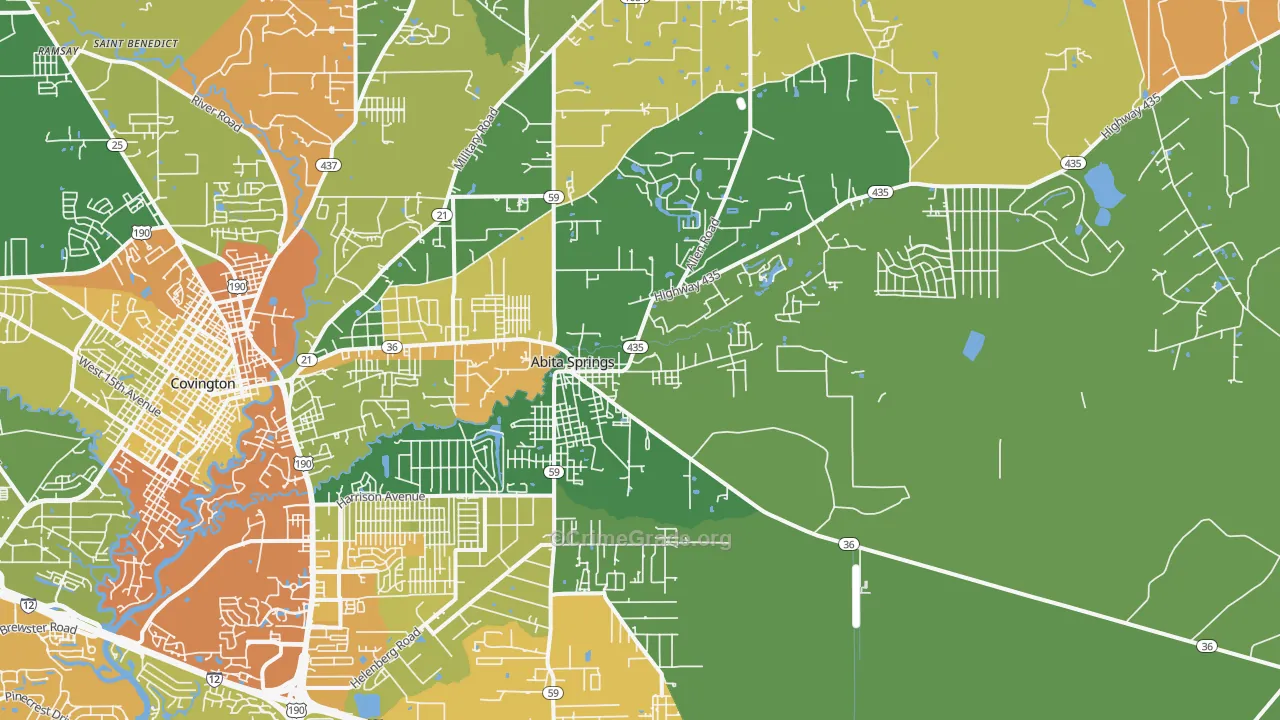 Abita Springs, LA Map of Drug-Related Crime Rates