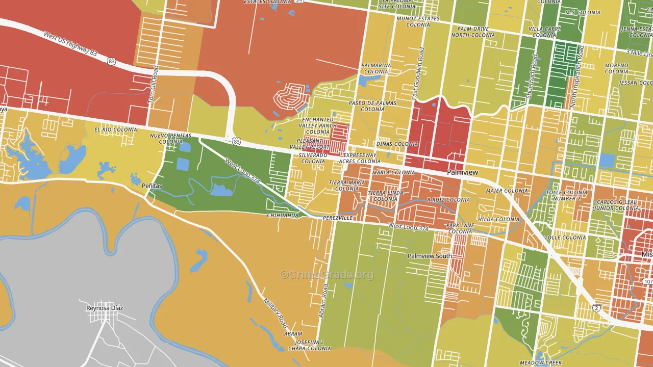 Abram-Perezville, Mission, TX Map of Drug-Related Crime Rates