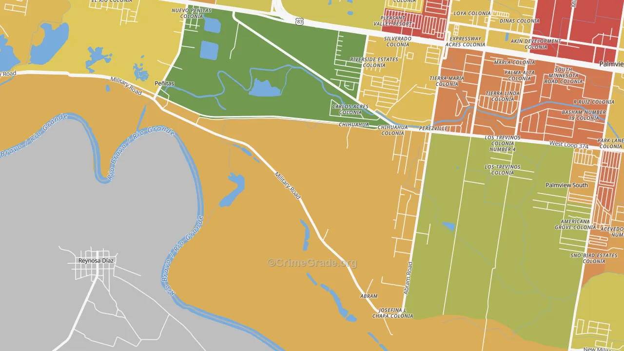 Abram, TX Map of Drug-Related Crime Rates