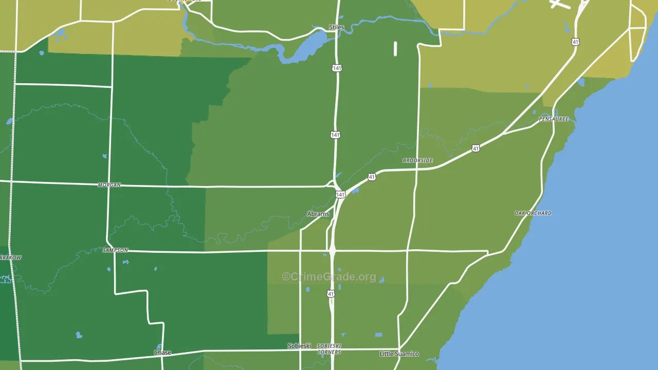 Abrams, WI Map of Drug-Related Crime Rates