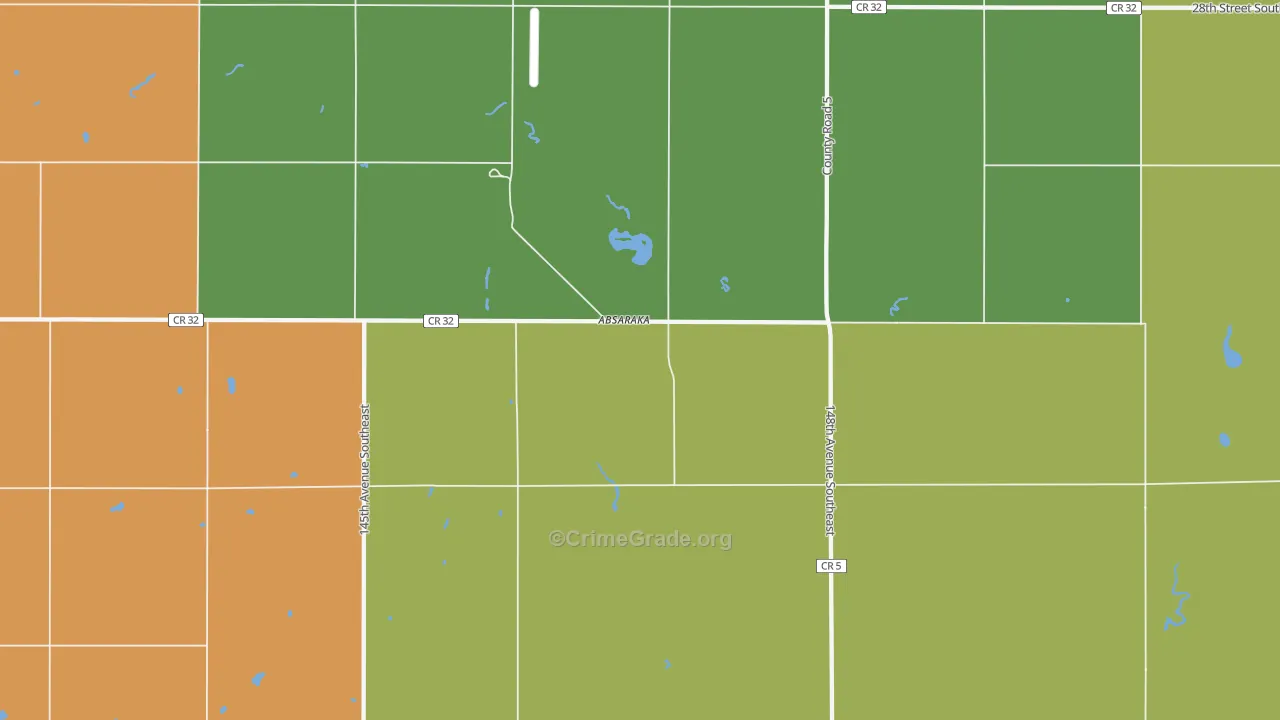 Absaraka, ND Map of Drug-Related Crime Rates