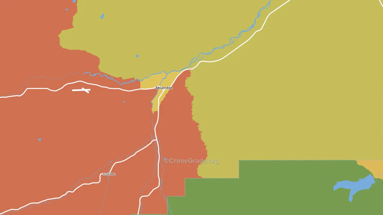 Absarokee, MT Map of Drug-Related Crime Rates