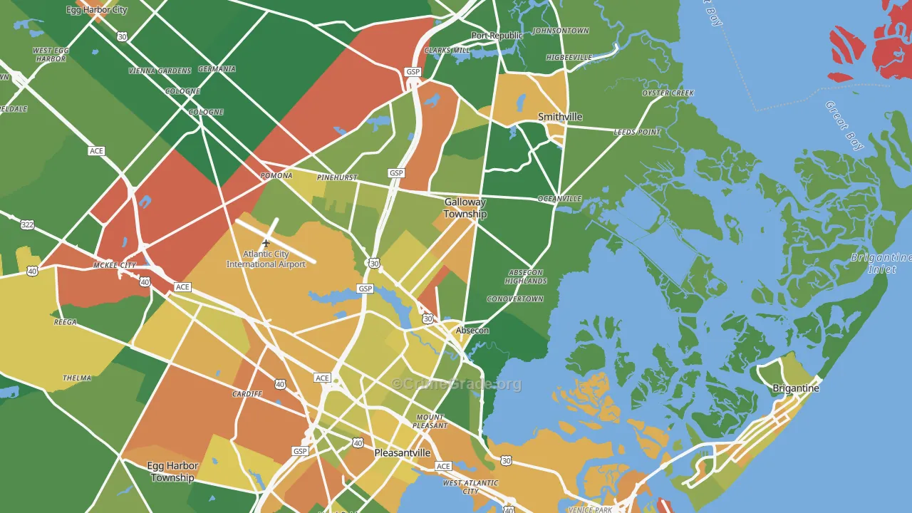 Absecon, NJ Map of Drug-Related Crime Rates
