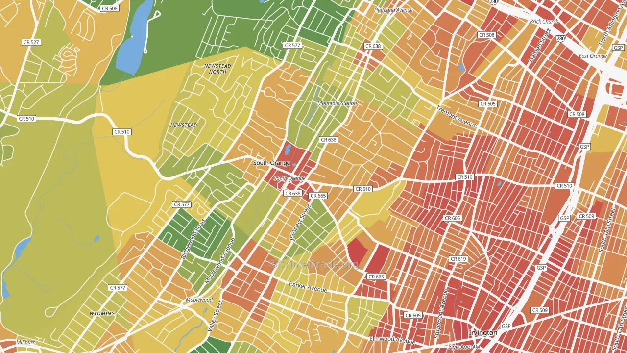 Academy Heights, Orange, NJ Map of Drug-Related Crime Rates