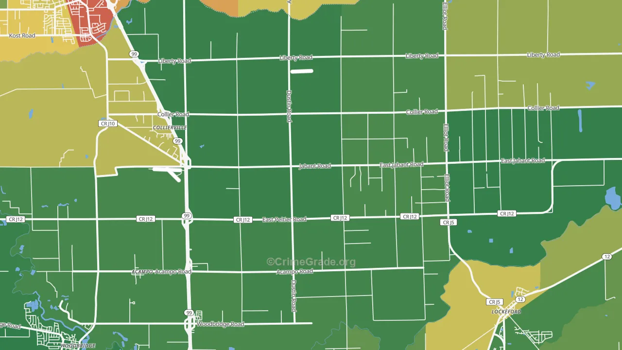Acampo, CA Map of Drug-Related Crime Rates