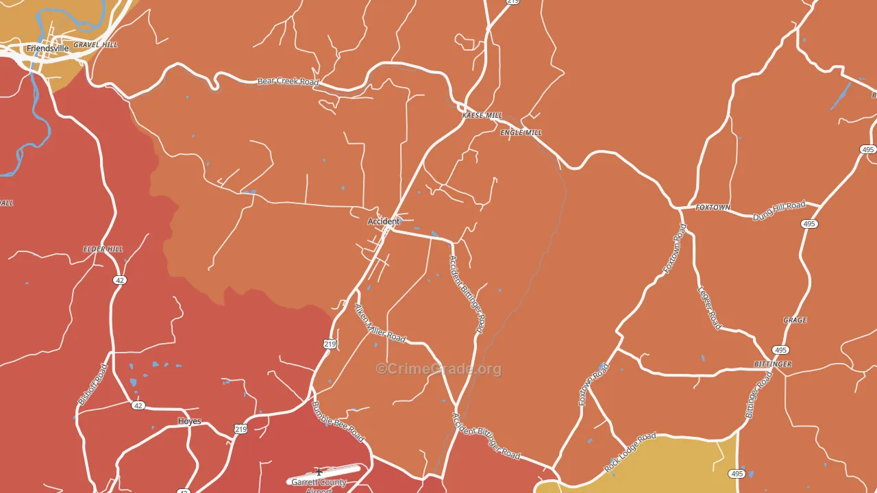 Accident, MD Map of Drug-Related Crime Rates
