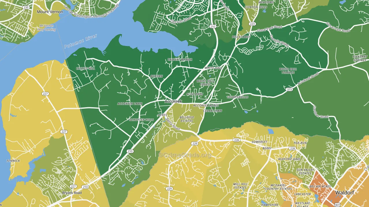 Accokeek, MD Map of Drug-Related Crime Rates