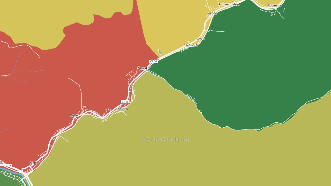 Accoville, WV Map of Drug-Related Crime Rates