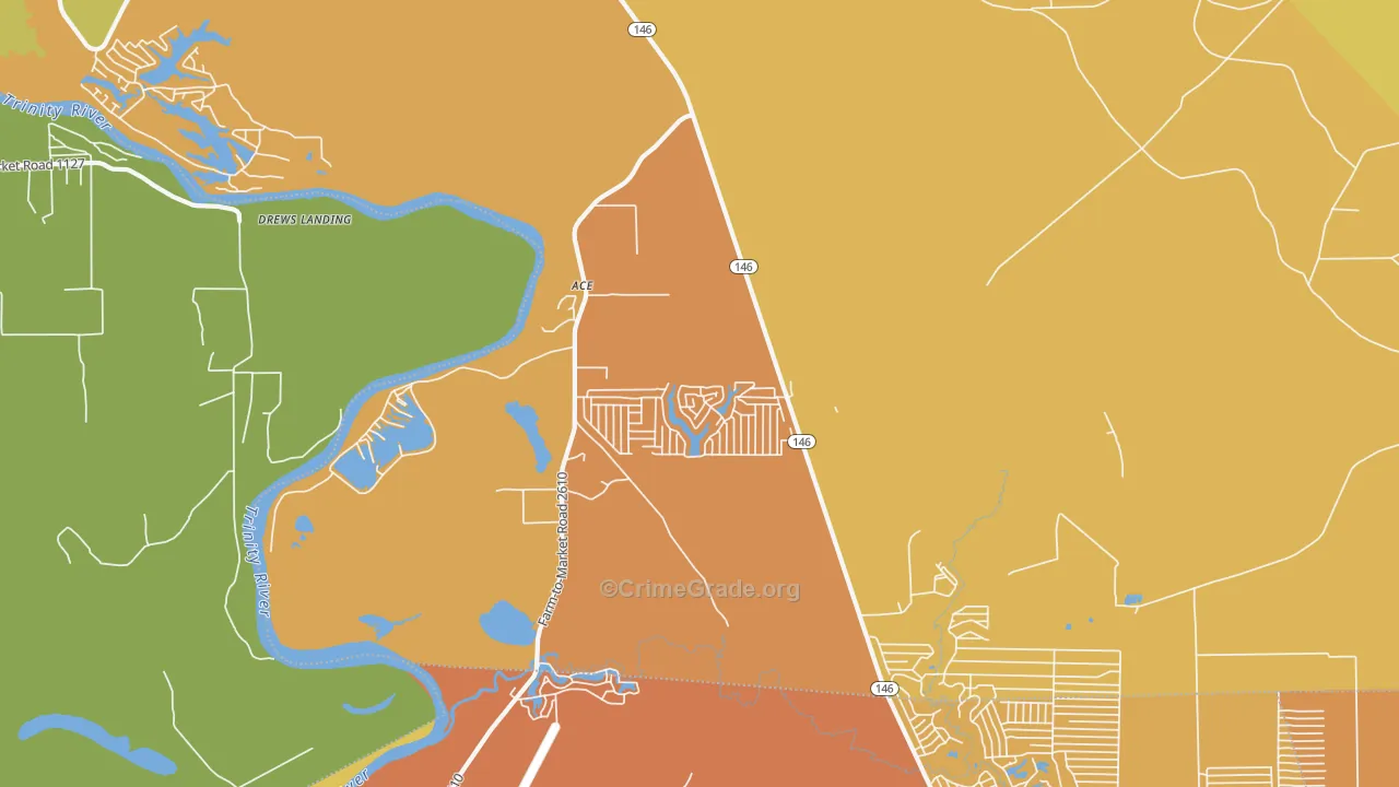 Ace, TX Map of Drug-Related Crime Rates