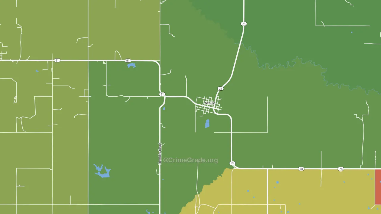 Achille, OK Map of Drug-Related Crime Rates