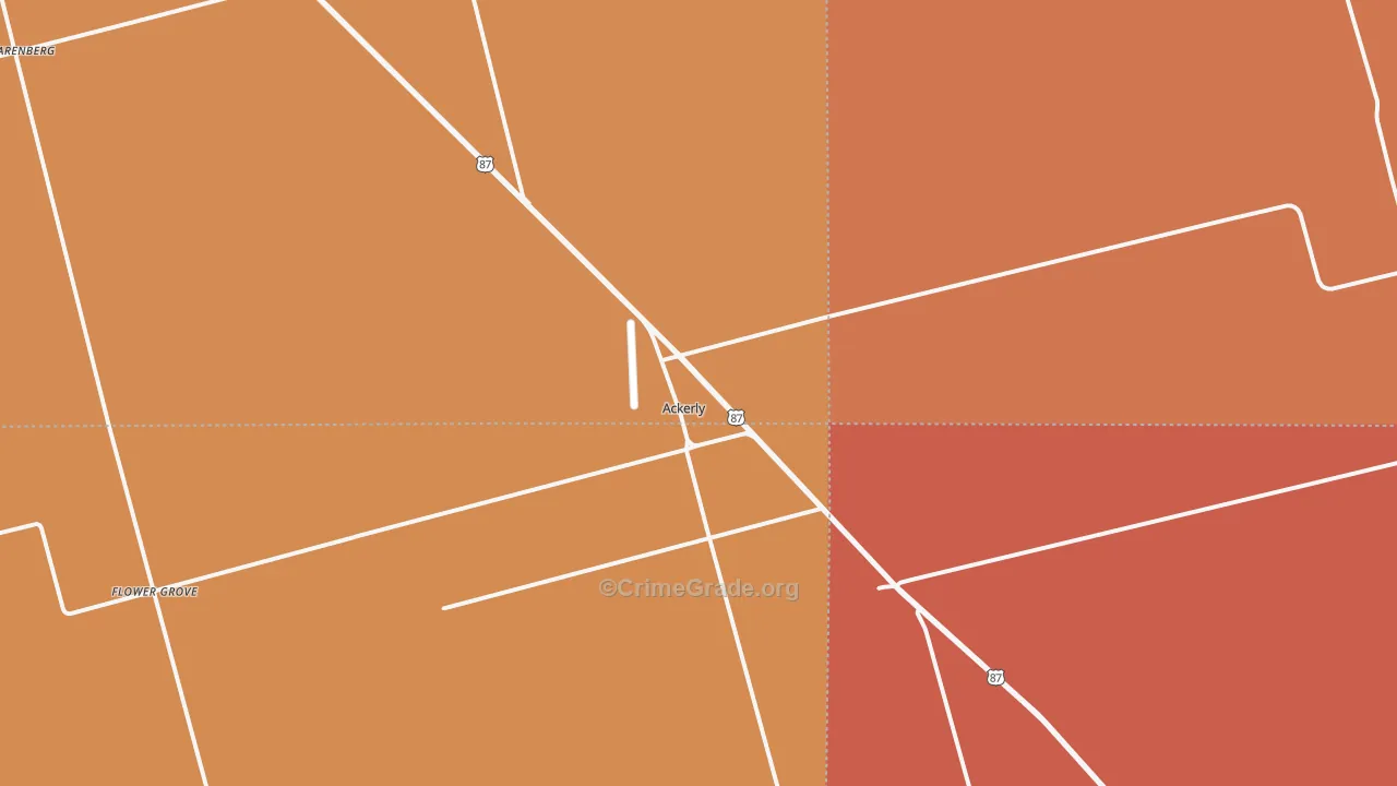 Ackerly, TX Map of Drug-Related Crime Rates