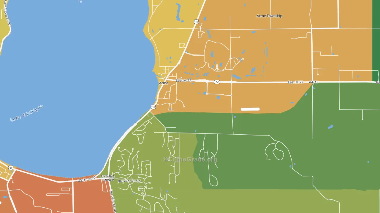 Acme, MI Map of Drug-Related Crime Rates