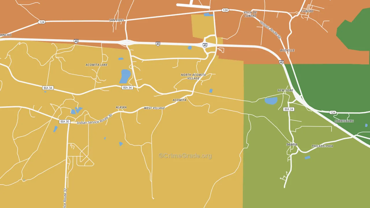 Acoma Pueblo, NM Map of Drug-Related Crime Rates