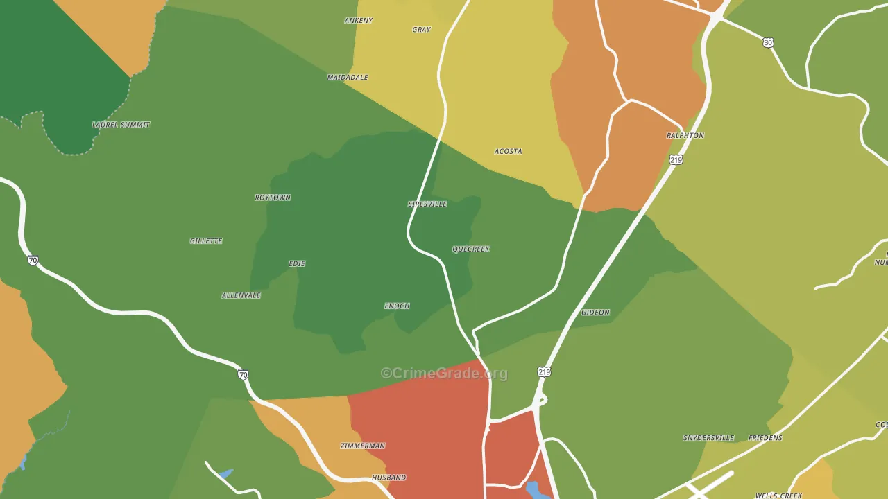 Acosta, PA Map of Drug-Related Crime Rates
