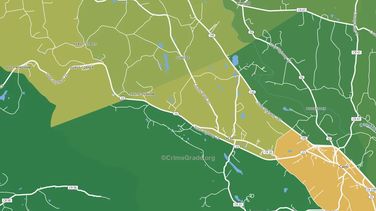 Acra, NY Map of Drug-Related Crime Rates