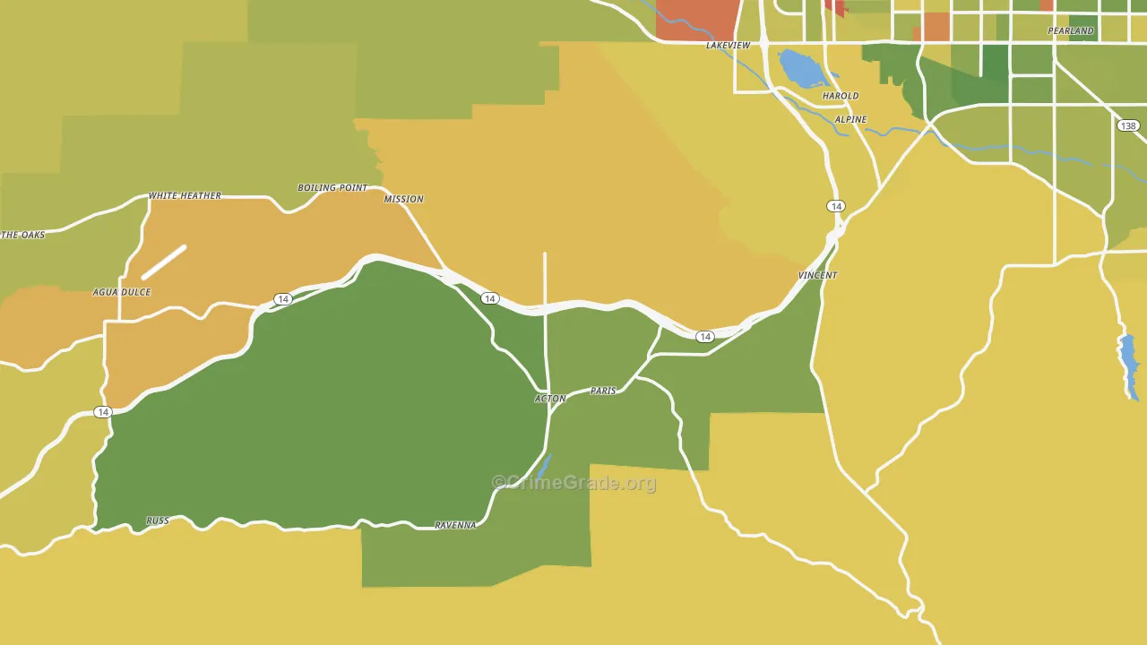 Acton, CA Map of Drug-Related Crime Rates