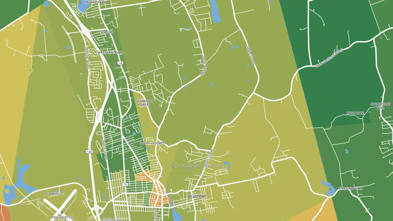 Acushnet, MA Map of Drug-Related Crime Rates