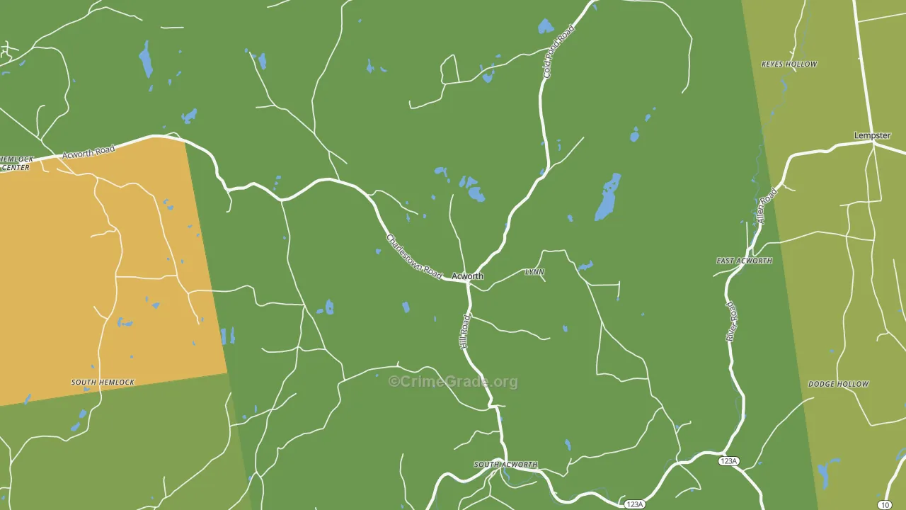 Acworth, NH Map of Drug-Related Crime Rates