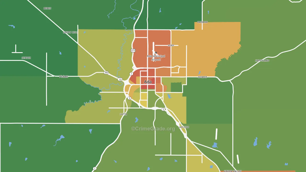 Ada, OK Map of Drug-Related Crime Rates