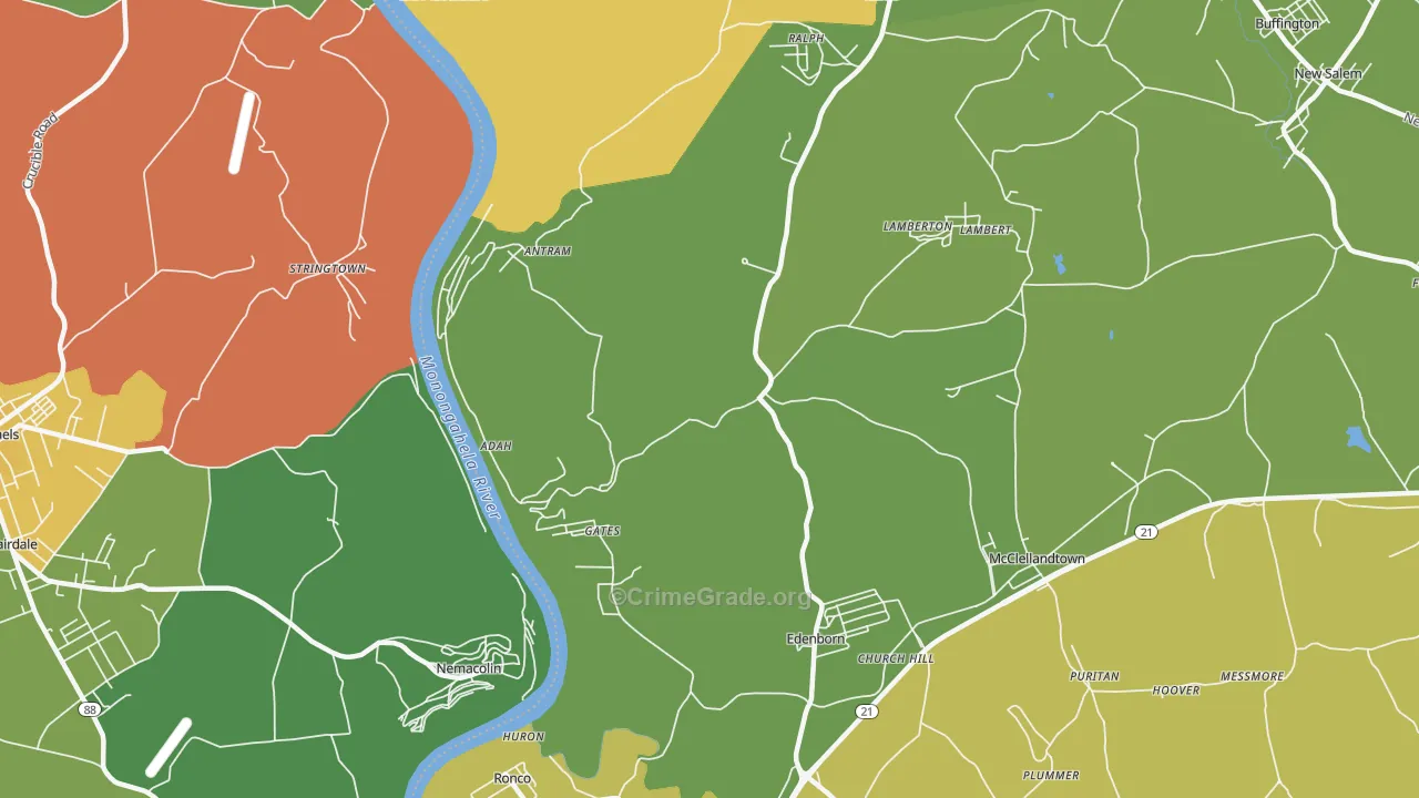 Adah, PA Map of Drug-Related Crime Rates