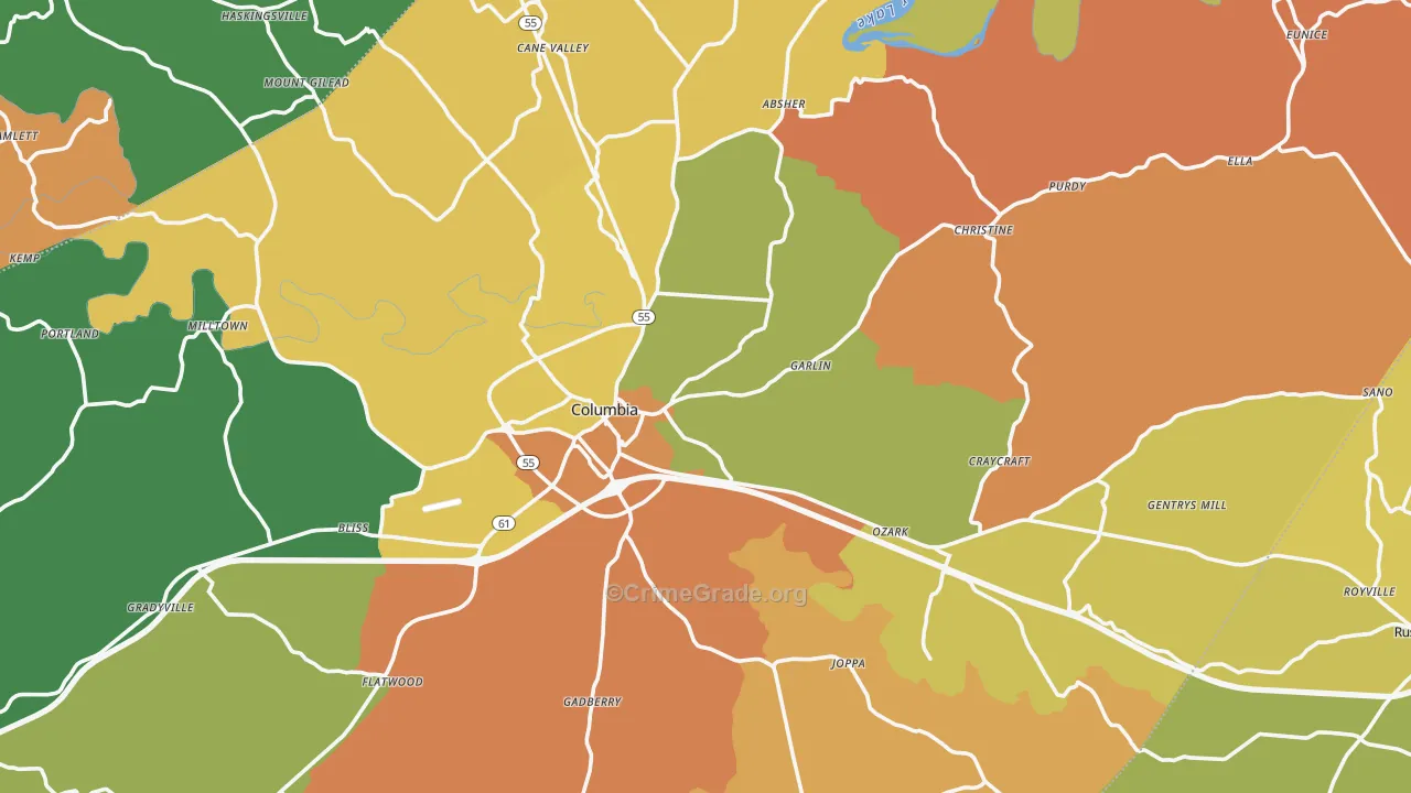 Adair County, KY Map of Drug-Related Crime Rates