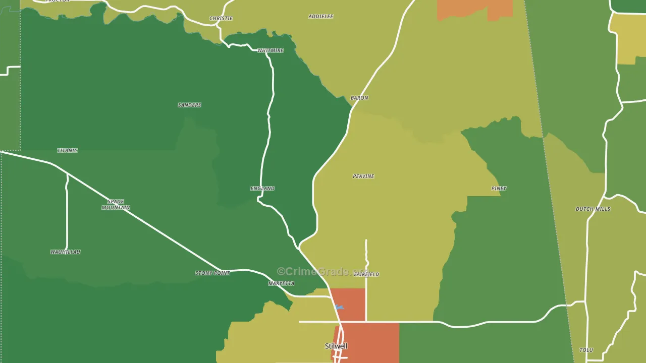 Adair County, OK Map of Drug-Related Crime Rates