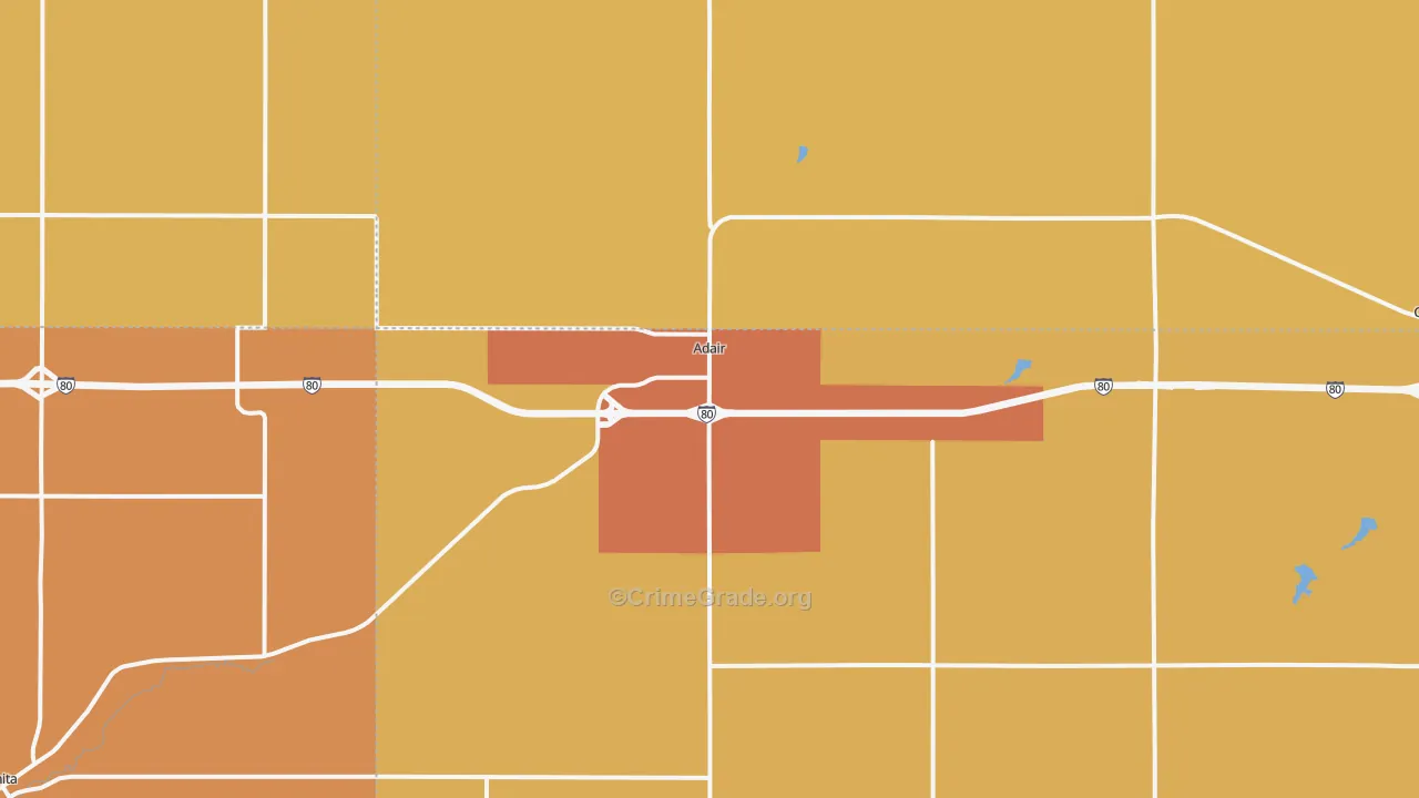 Adair, IA Map of Drug-Related Crime Rates