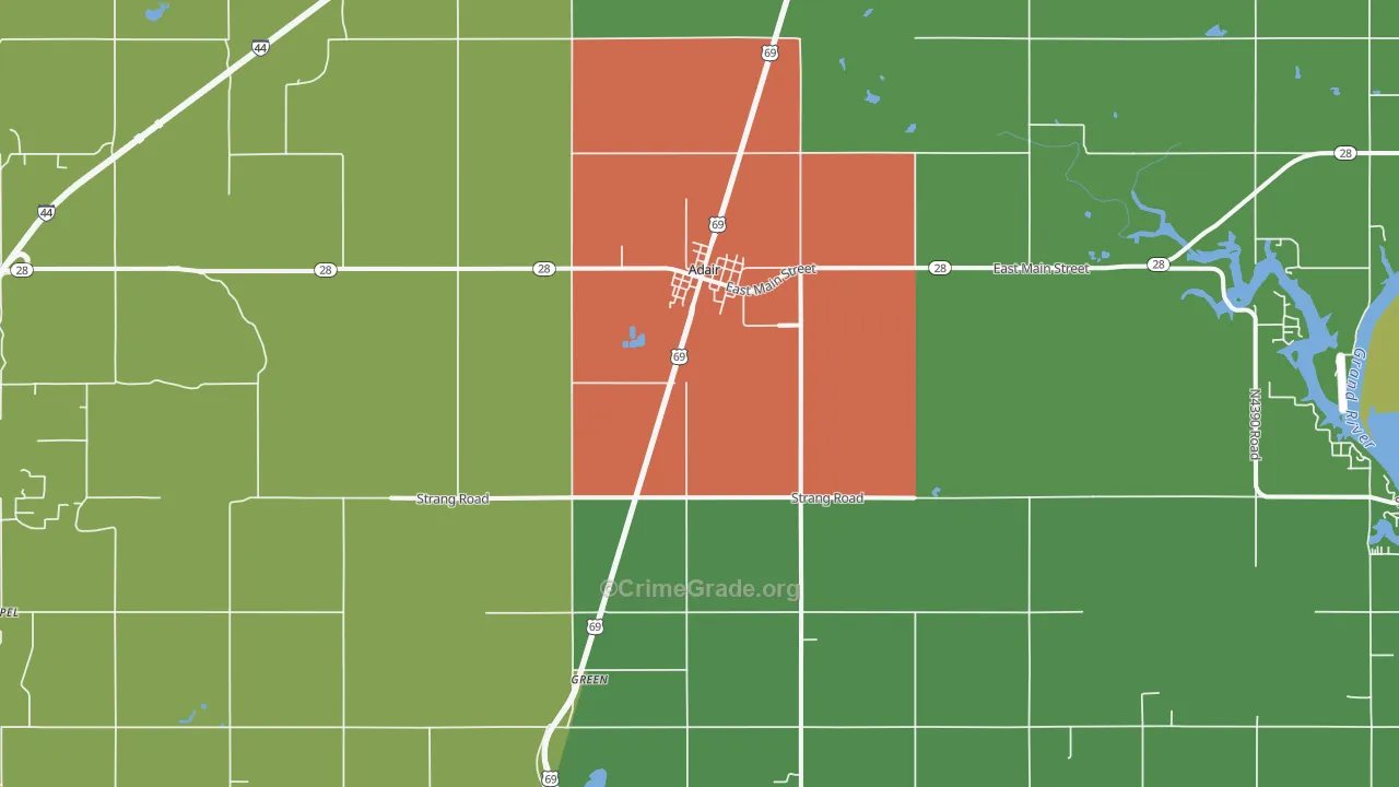 Adair, OK Map of Drug-Related Crime Rates