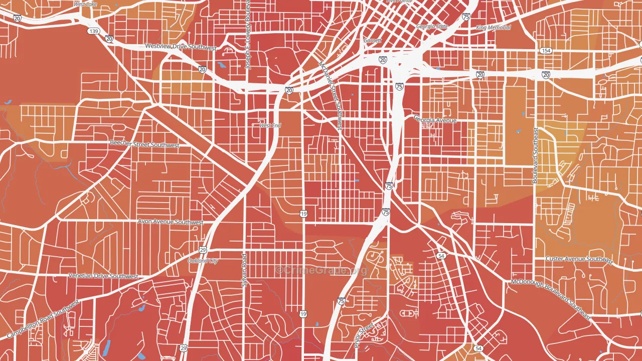 Adair Park, Atlanta, GA Map of Drug-Related Crime Rates
