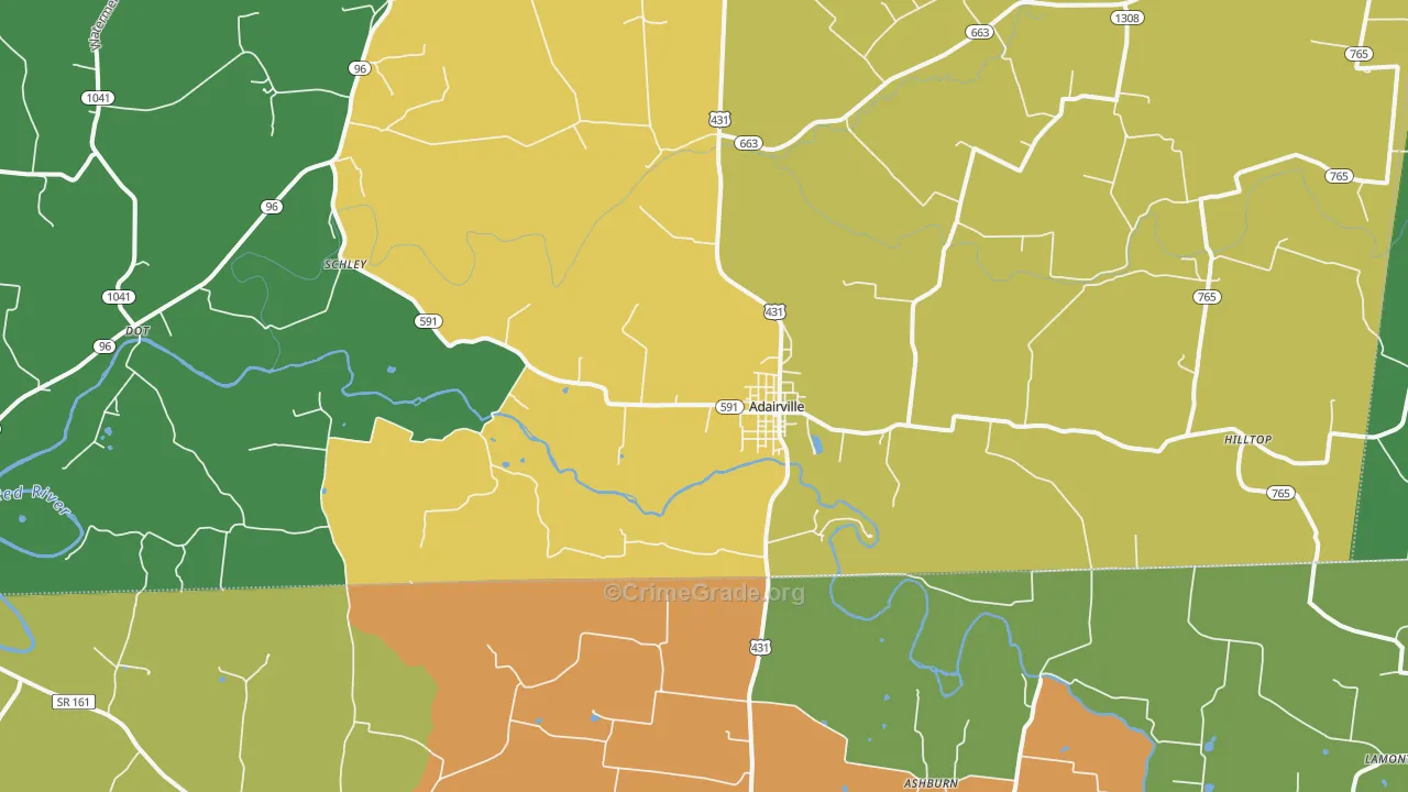 Adairville, KY Map of Drug-Related Crime Rates