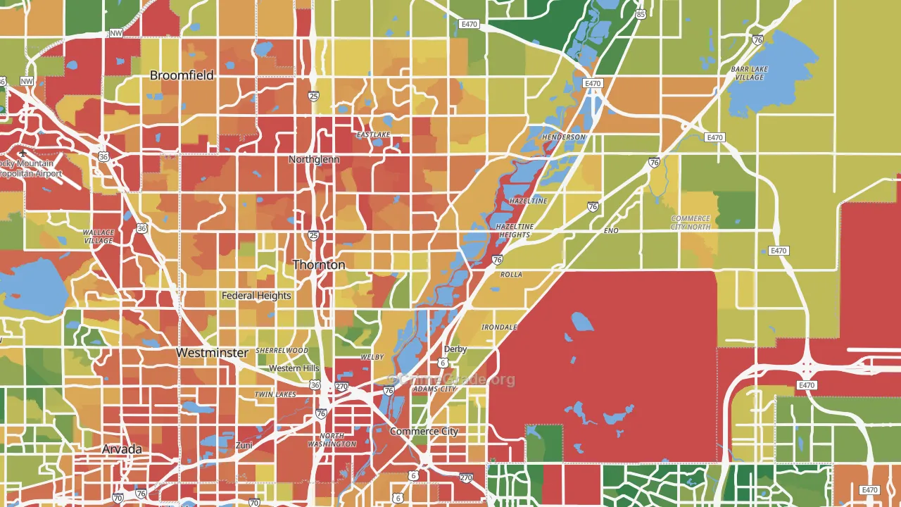 Adams County, CO Map of Drug-Related Crime Rates