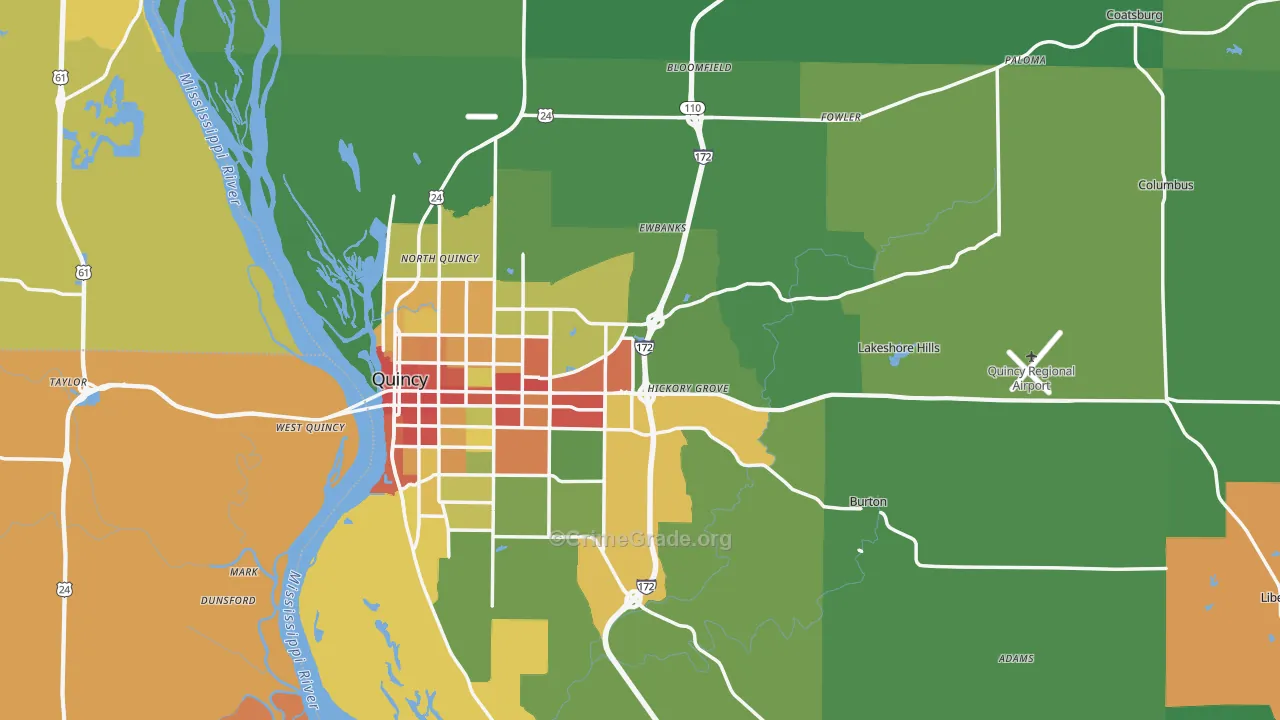 Adams County, IL Map of Drug-Related Crime Rates