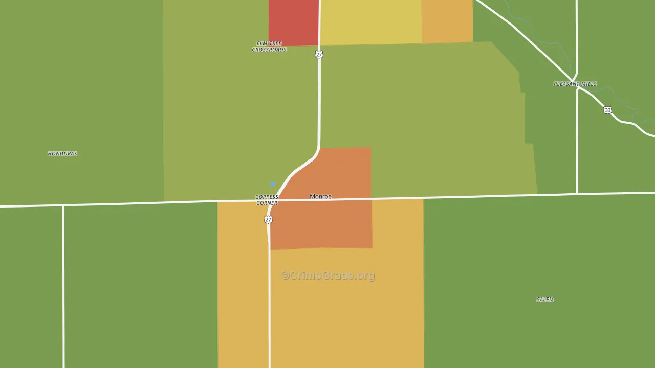 Adams County, IN Map of Drug-Related Crime Rates