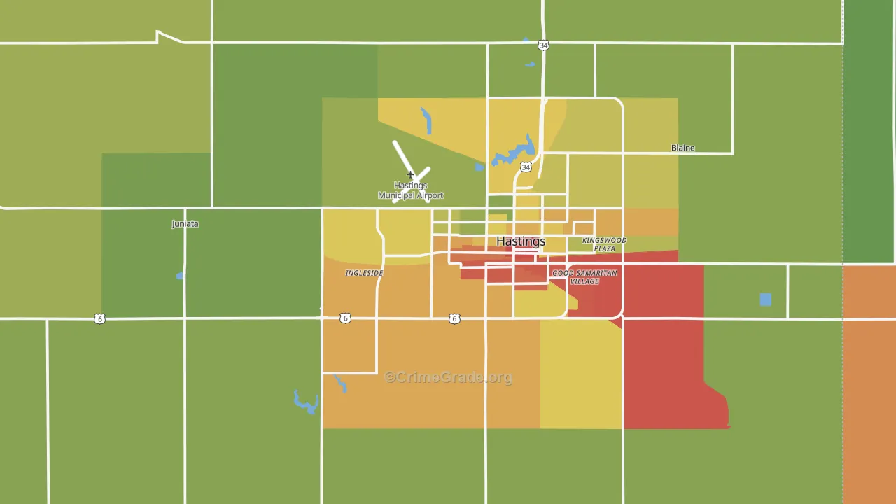 Adams County, NE Map of Drug-Related Crime Rates