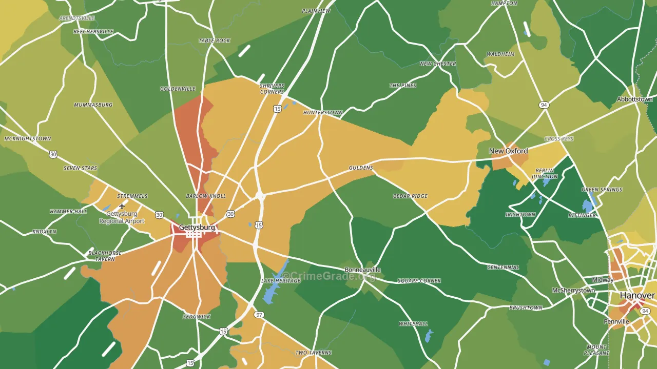 Adams County, PA Map of Drug-Related Crime Rates