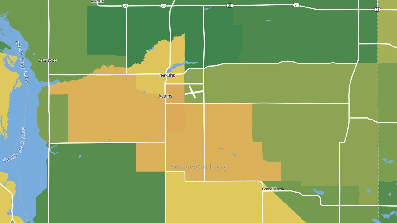 Adams County, WI Map of Drug-Related Crime Rates