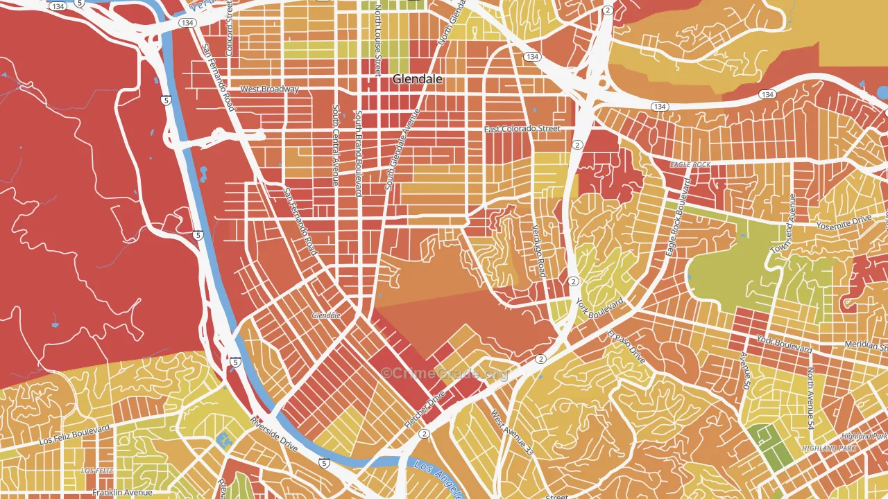 Adams Hill, Glendale, CA Map of Drug-Related Crime Rates