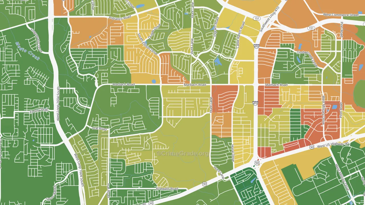 Adams Hill, San Antonio, TX Map of Drug-Related Crime Rates