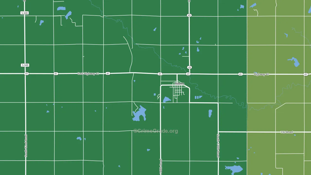 Adams, NE Map of Drug-Related Crime Rates