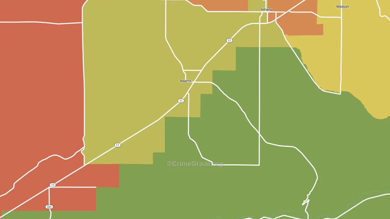 Adams, OR Map of Drug-Related Crime Rates