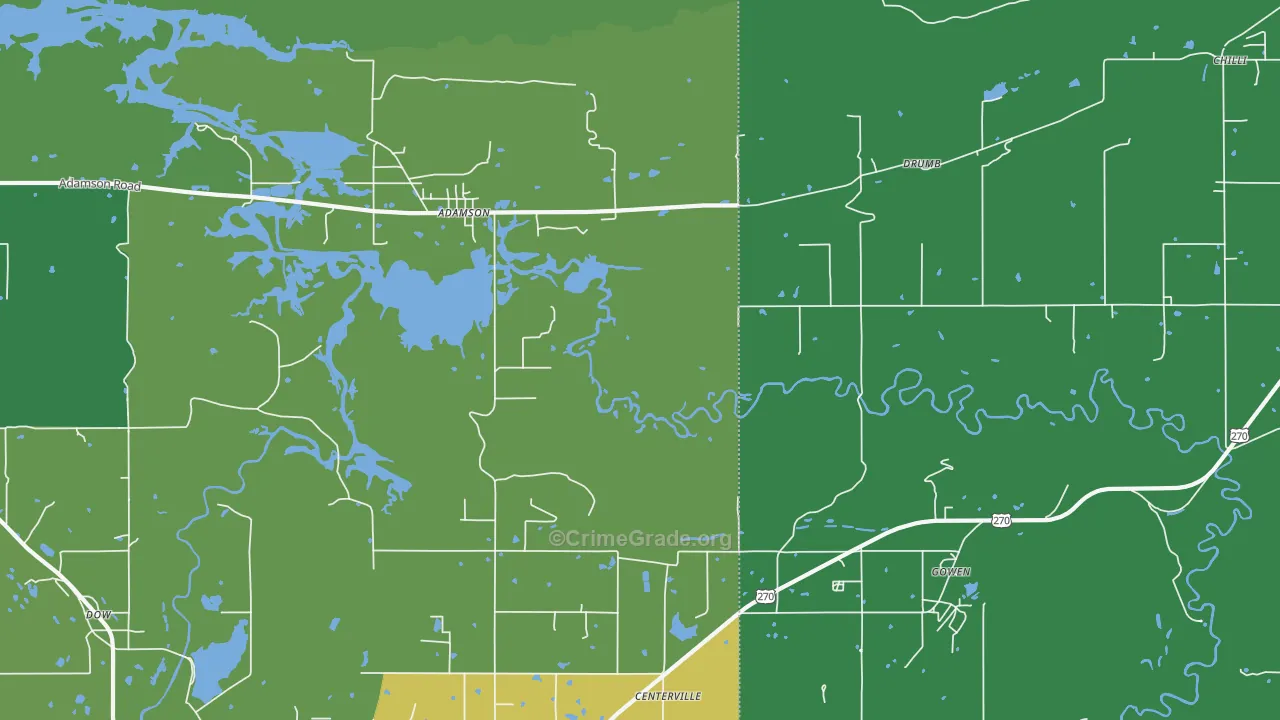 Adamson, OK Map of Drug-Related Crime Rates