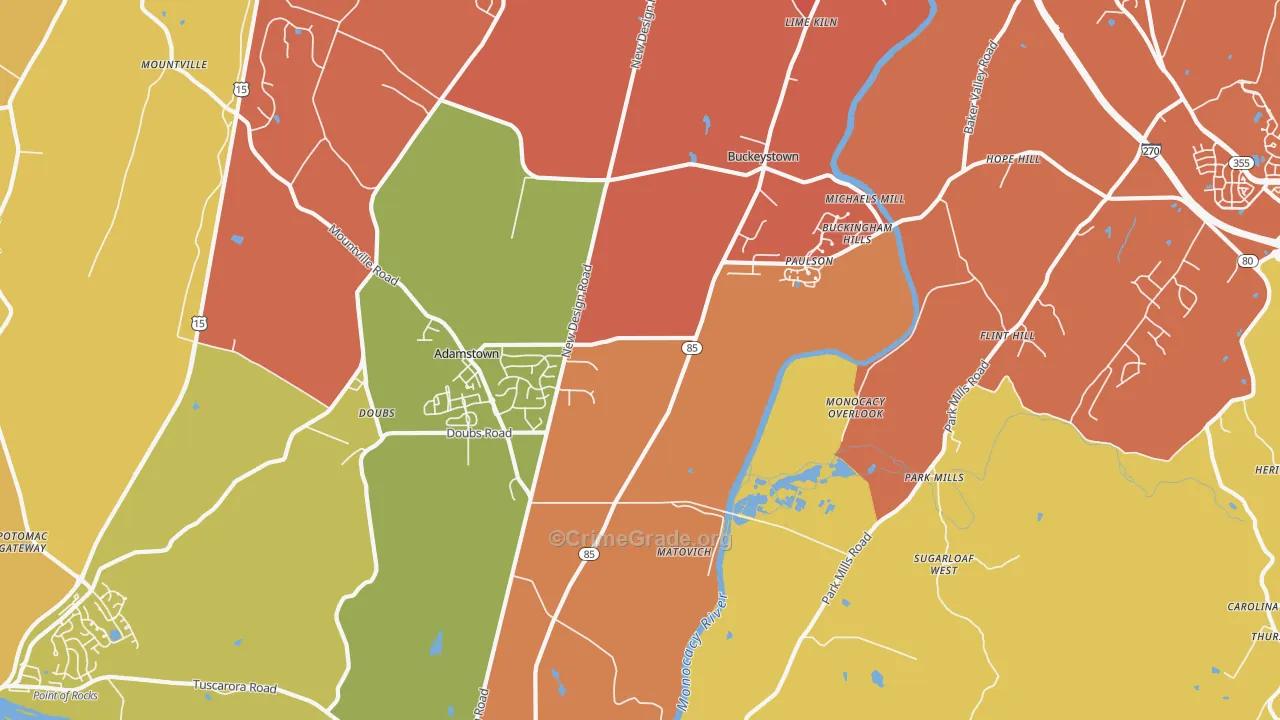 Adamstown, MD Map of Drug-Related Crime Rates