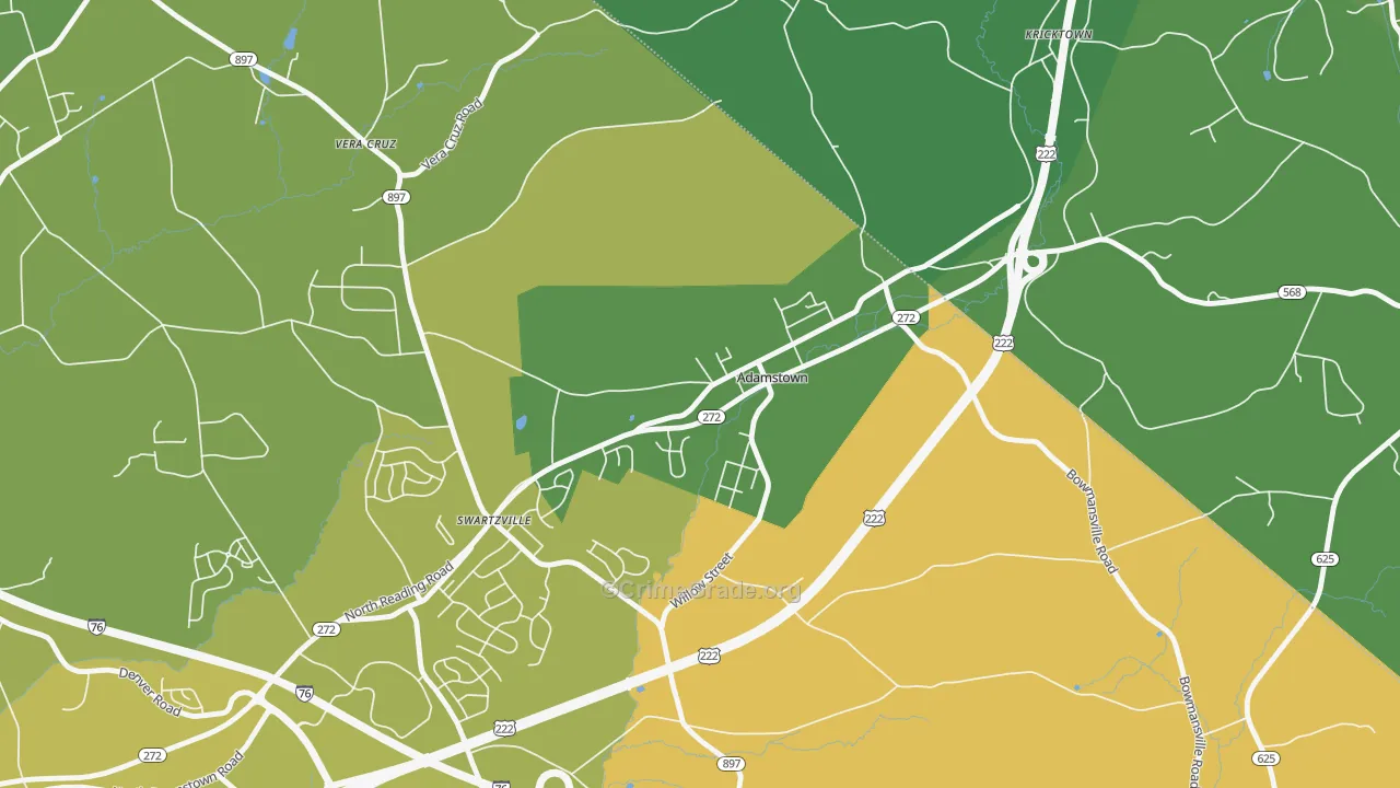 Adamstown, PA Map of Drug-Related Crime Rates